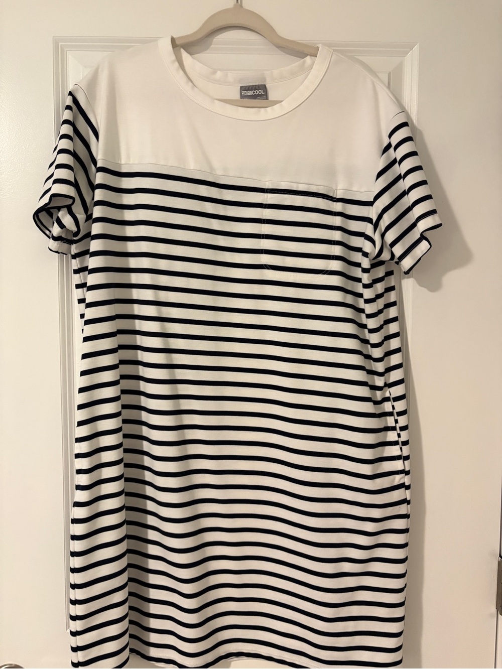 32 Degrees White Dress with Navy Stripes